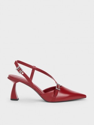 Pumps Charles & Keith Asymmetric Curved Heel Slingback Rosii | 264NMRKOS