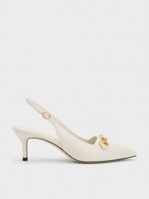 Pumps Charles & Keith Avani Grosolan Chain-Embellished Slingback Albi | 380EUVPWH