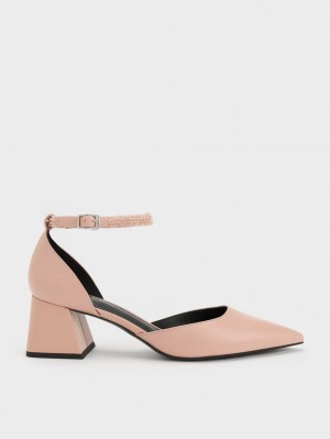 Pumps Charles & Keith Beaded Ankle-Curea D'Orsay Bej | 658BUDEAM