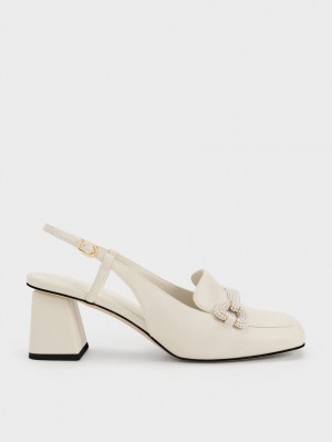 Pumps Charles & Keith Beaded Slingback Loafer Albi | 296VCDKLH