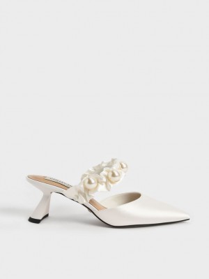 Pumps Charles & Keith Blythe Bead Embellished Satin Albi | 806ERWQSK