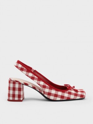 Pumps Charles & Keith Bow Checkered Slingback Colorati | 042ZOKQYJ