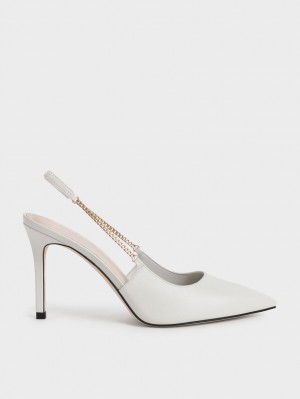 Pumps Charles & Keith Chain-Link Slingback Stiletto Albi | 085ILBXDA