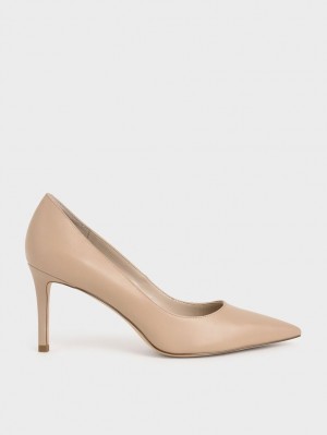 Pumps Charles & Keith Clasici Stiletto Heel Bej | 210BGXPFO