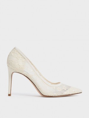 Pumps Charles & Keith Dantela Stiletto Albi | 687GIMZWT