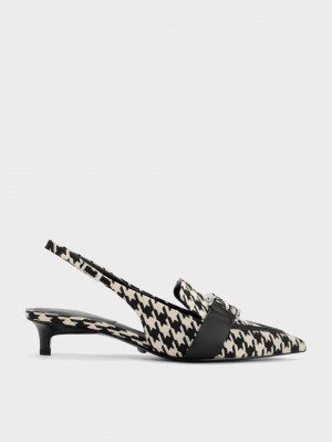 Pumps Charles & Keith Gabine Piele Houndstooth Slingback Colorati | 639KAYCXN
