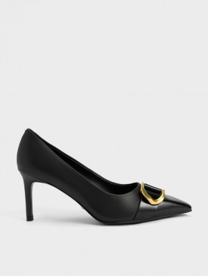 Pumps Charles & Keith Gabine Piele Negrii | 907YMOJSQ