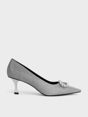 Pumps Charles & Keith Gem-Embellished Glittered Gri | 381TNRBSC