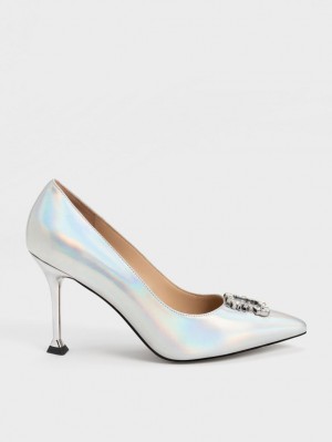 Pumps Charles & Keith Holographic Piele Gem-Embellished Colorati | 508RNVXLY