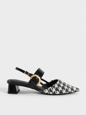 Pumps Charles & Keith Houndstooth Buckled Slingback Colorati | 965BQSXKI