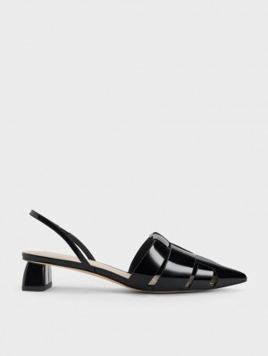 Pumps Charles & Keith Interwoven Lacuita Slingback Negrii | 872DWVQPC