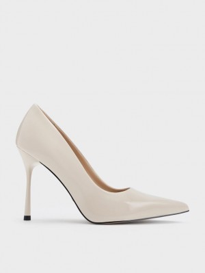 Pumps Charles & Keith Kyra Lacuita Piele Albi | 143GLABKZ