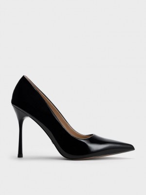 Pumps Charles & Keith Kyra Lacuita Piele Negrii | 890LDMPXW