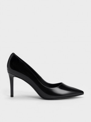 Pumps Charles & Keith Lacuita Pointed Bombeu Stiletto Negrii | 496HSCEDV