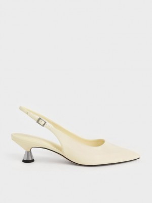 Pumps Charles & Keith Lacuita Spool Heel Slingback Galbeni | 391YWGNBS