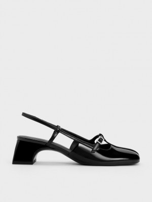 Pumps Charles & Keith Lacuita T-Bar Slingback Negrii | 270QIFTPW