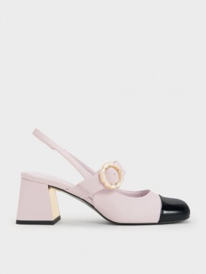 Pumps Charles & Keith Lacuita Two-Tone Pearl Cu Catarama Slingback Violet | 103SJXRTP