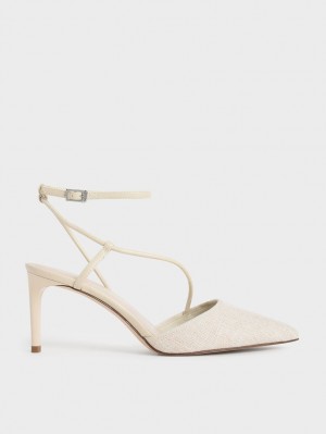 Pumps Charles & Keith Linen Asymmetric Bej | 759NRDBAK
