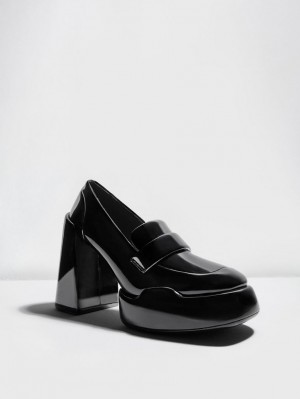 Pumps Charles & Keith Lula Lacuita Loafer Negrii | 510EAUBZL