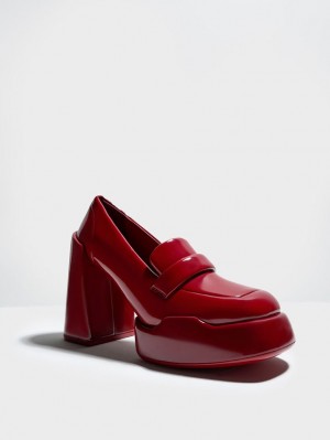 Pumps Charles & Keith Lula Lacuita Loafer Rosii | 195YSZNQF