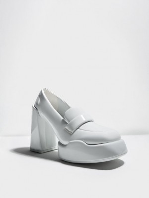 Pumps Charles & Keith Lula Lacuita Loafer Gri Deschis | 503TOBWNY