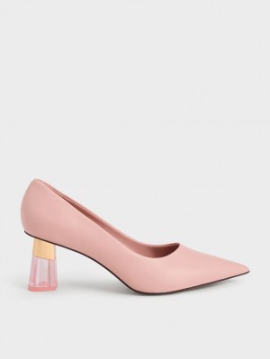 Pumps Charles & Keith Metallic Accent Clear Heel Roz | 987WCIGJB