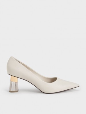 Pumps Charles & Keith Metallic Accent Clear Heel Albi | 680LPXTZW