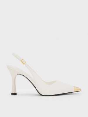 Pumps Charles & Keith Metallic Cap Pointed-Bombeu Slingback Albi | 058QNALOB
