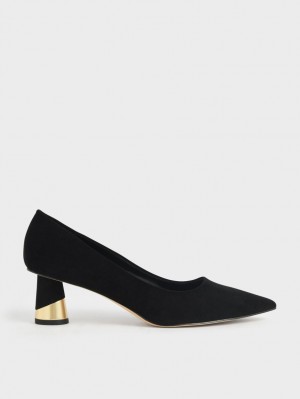 Pumps Charles & Keith Metallic Sculptural Heel Textured Negrii | 316IHPJQM