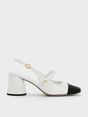 Pumps Charles & Keith Pearl Embellished Slingback Albi | 352WNEKMG