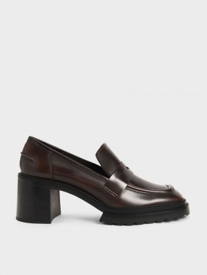 Pumps Charles & Keith Penny Loafer Maro Inchis | 571WBAQED