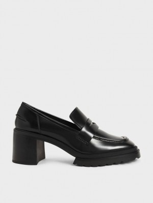 Pumps Charles & Keith Penny Loafer Negrii | 201KJDTGB
