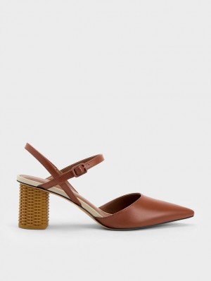 Pumps Charles & Keith Rattan Block Heel Maro | 027SVKFGN
