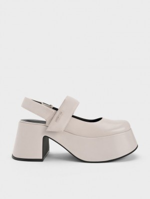 Pumps Charles & Keith Rubina Slingback Mary Jane Gri Deschis | 268VXHOAY
