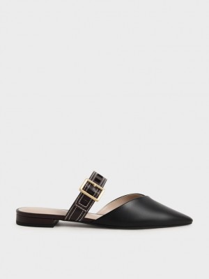 Pumps Charles & Keith Sepphe Cut-Out Curea Plati Mule Negrii | 495YIMBAW