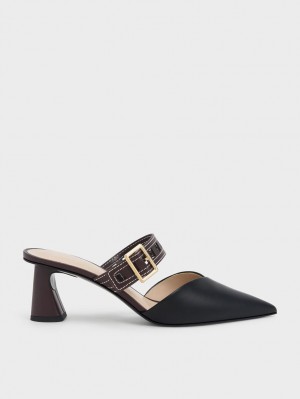 Pumps Charles & Keith Sepphe Cut-Out Curea Toc Mule Negrii | 539SAUDLH