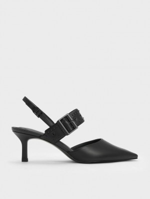 Pumps Charles & Keith Sepphe Grommet Slingback Negrii | 437NPEWFM