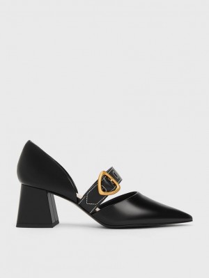 Pumps Charles & Keith Sepphe Metallic Cu Catarama D'Orsay Negrii | 348AVNWIM