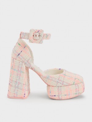 Pumps Charles & Keith Sinead Tweed Buckled D'Orsay Platforma Colorati | 712QEKHJP