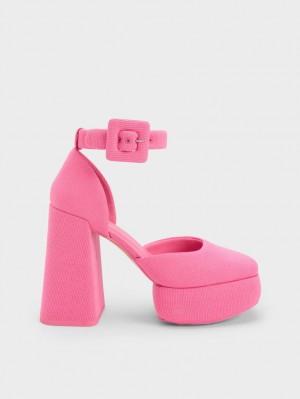 Pumps Charles & Keith Sinead Woven Buckled D'Orsay Platforma Roz | 429BWHZXG