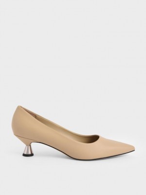 Pumps Charles & Keith Spool Heel Bej | 978ZIYHAO