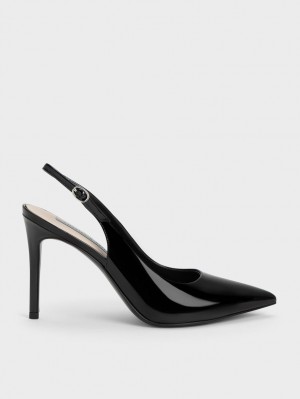 Pumps Charles & Keith Stiletto Heel Slingback Negrii | 531OACUFX