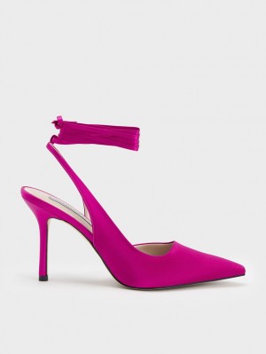 Pumps Charles & Keith Tie-Around Slingback Fucsie | 038SRVHDM
