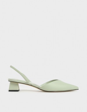 Pumps Charles & Keith Trapeze Heel Slingback Verde Menta | 159HWUOAE