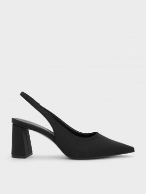 Pumps Charles & Keith Trapeze Heel Slingback Negrii | 015TQYHNR