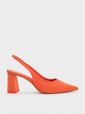 Pumps Charles & Keith Trapeze Heel Slingback Portocalii | 401SHEAIT