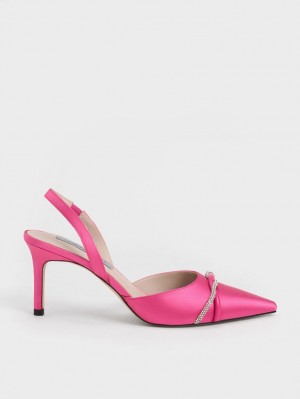 Pumps Charles & Keith Twist Detail Satin Slingback Roz | 312WNQVBG