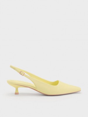 Pumps Charles & Keith Vita Square-Bombeu Slingback Galbeni | 094VKYRDQ