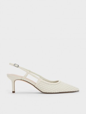 Pumps Charles & Keith Woven Slingback Albi | 836EYFSWN