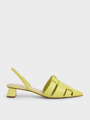 Pumps Charles & Keith Woven Slingback Verzi Deschis | 584NYZORX